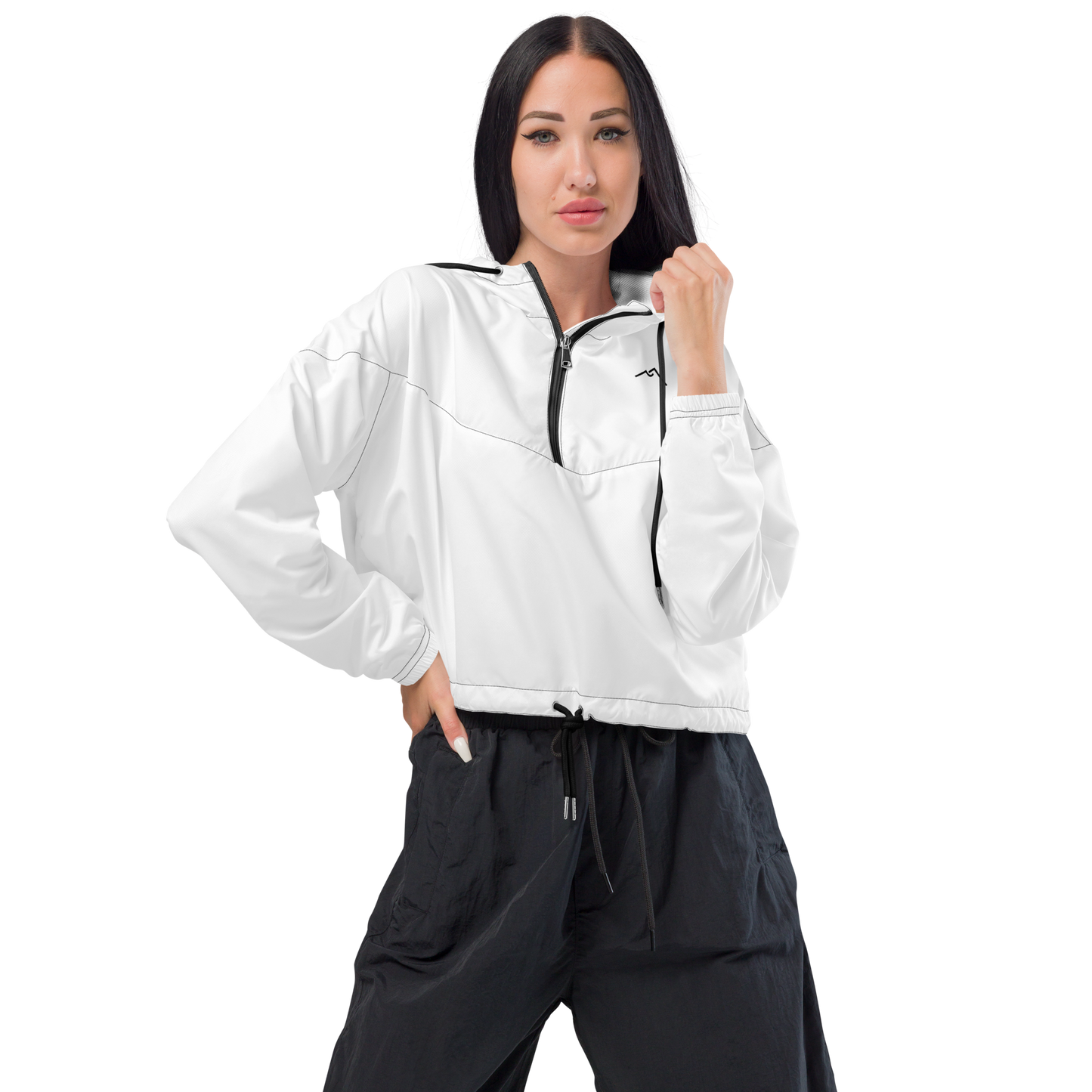 White Cropped Windbreaker